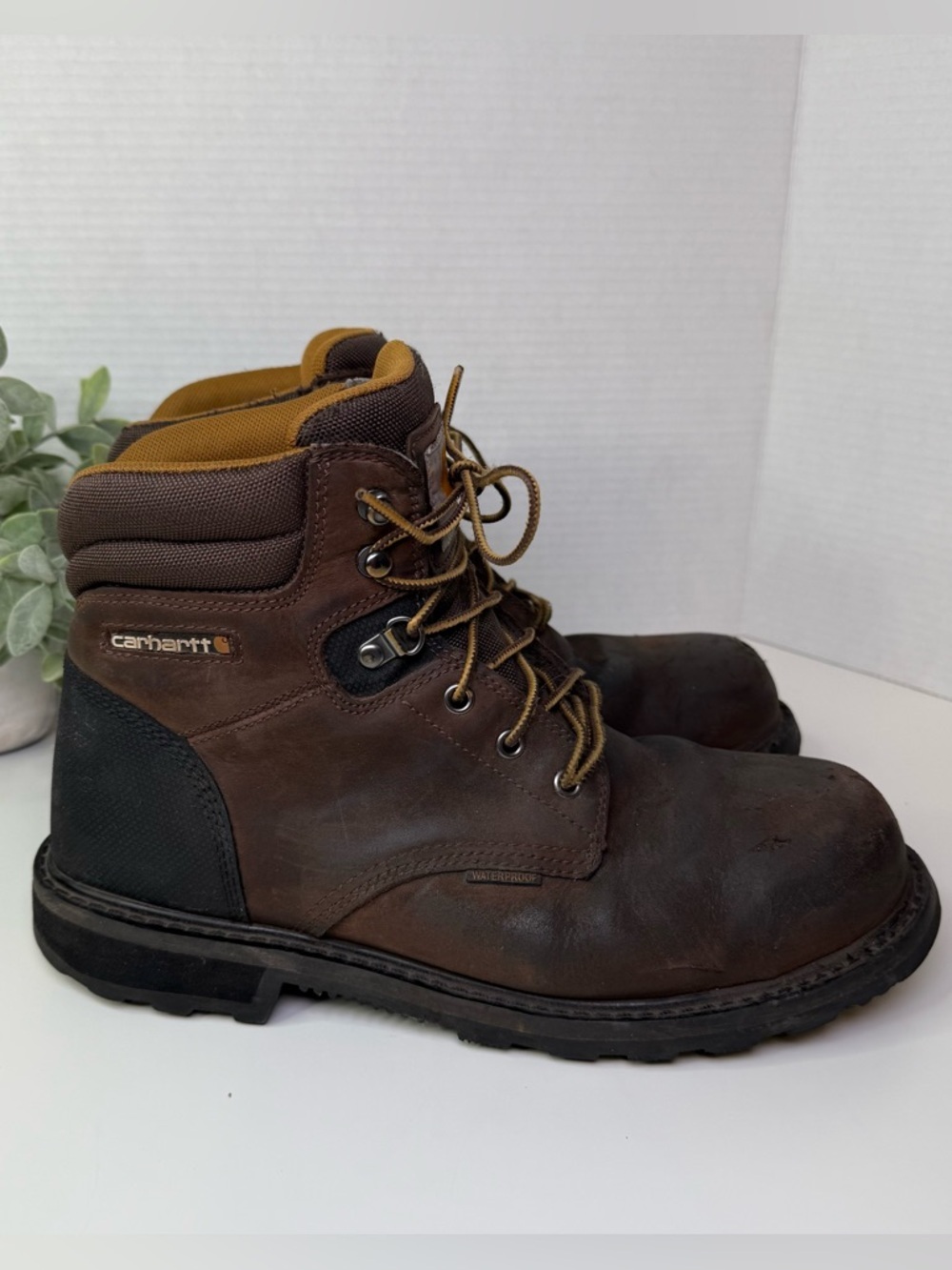 Carhartt CMW6273 Size 10W Brown Leather Waterproof Classic Men's Work Boots